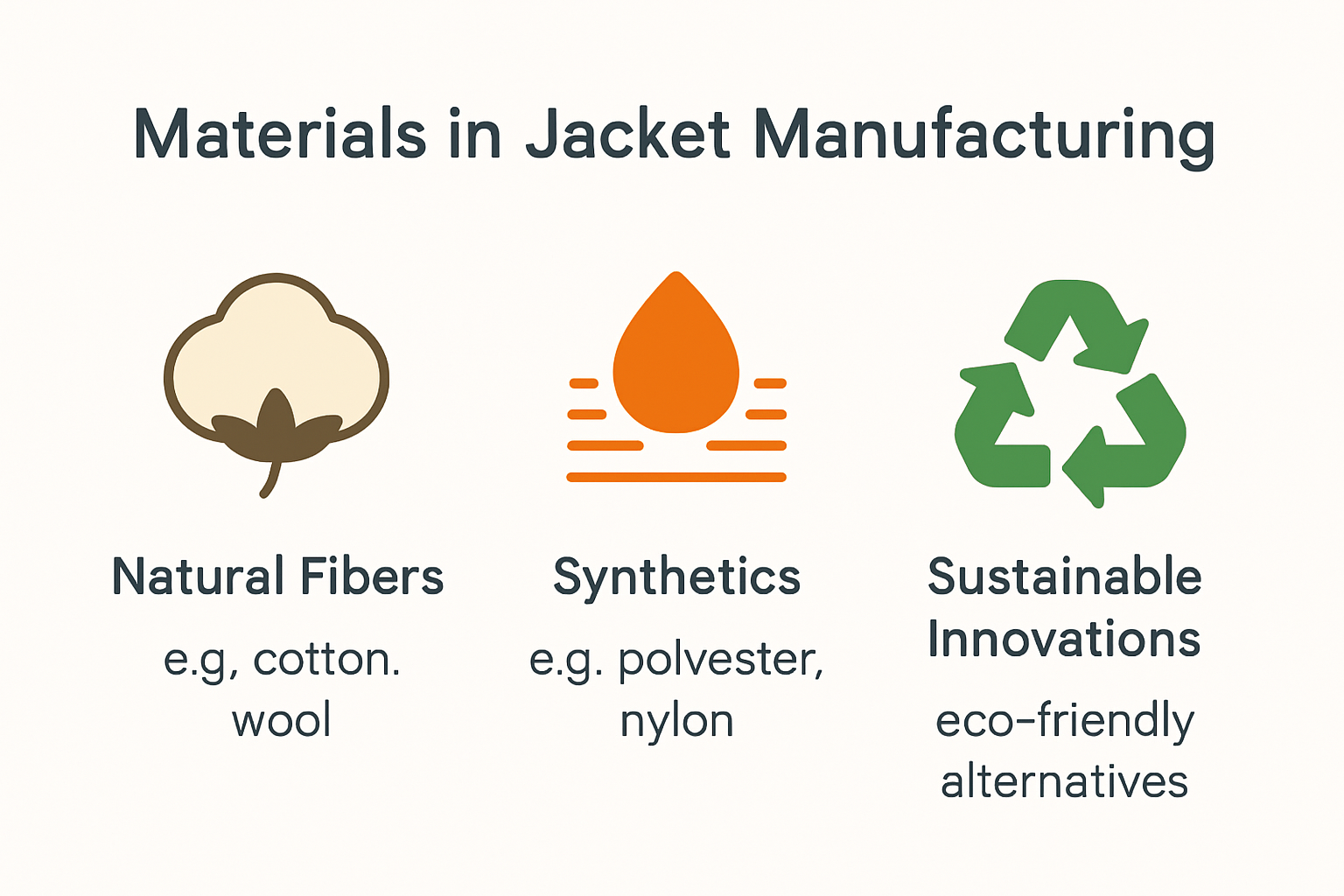 Infographic showing jacket material types and features