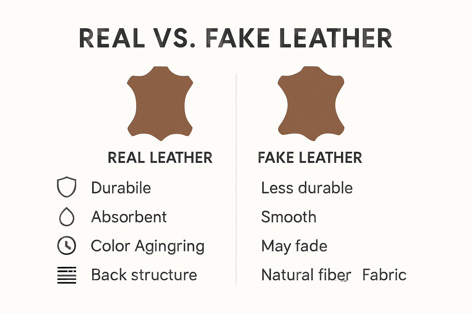 Real vs fake leather features comparison