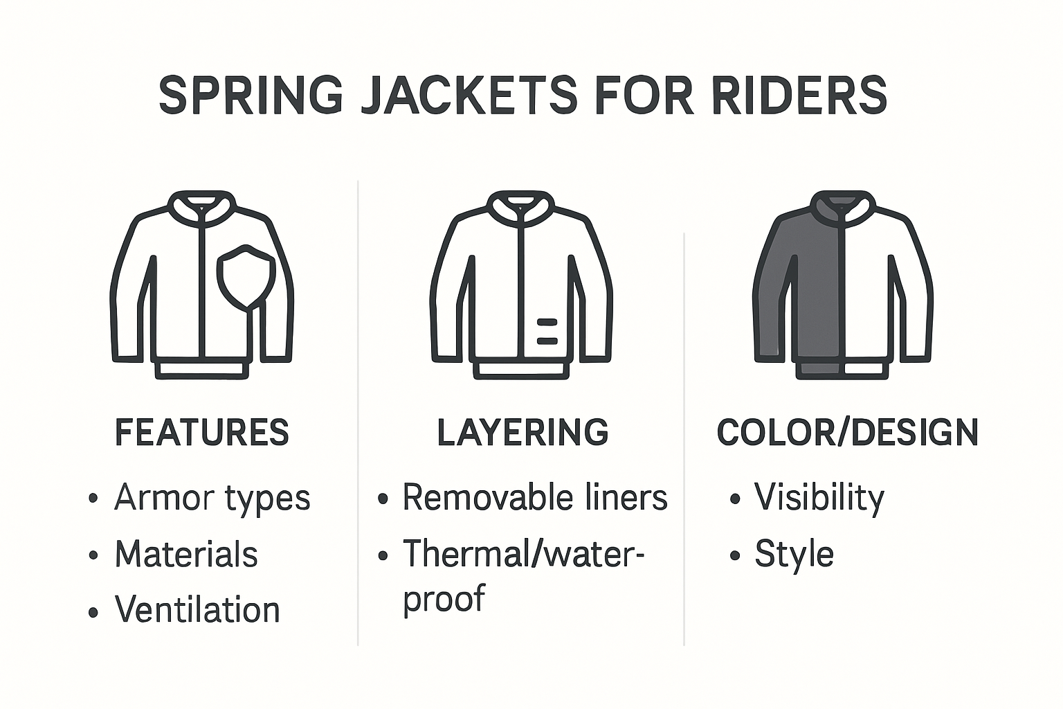 Infographic outlining spring jacket features and layering tips
