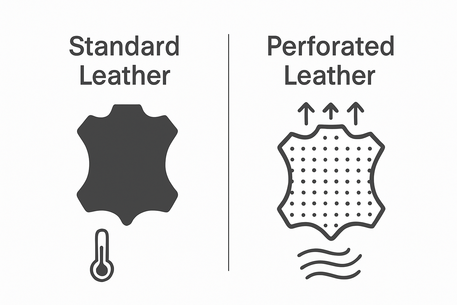 Comparison between standard and perforated leather air circulation