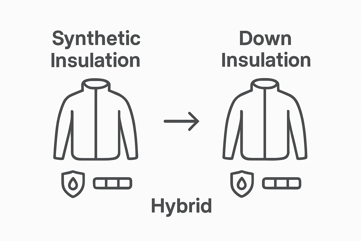 Comparison of synthetic vs down insulation in packable jackets