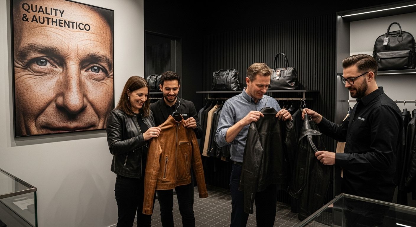 full grain leather fashion retail