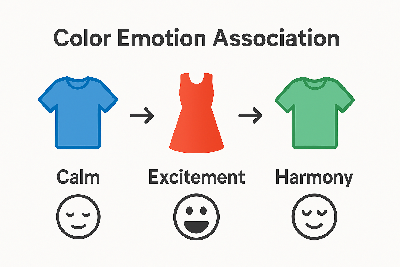 Infographic compares blue, red, green clothing and emotions