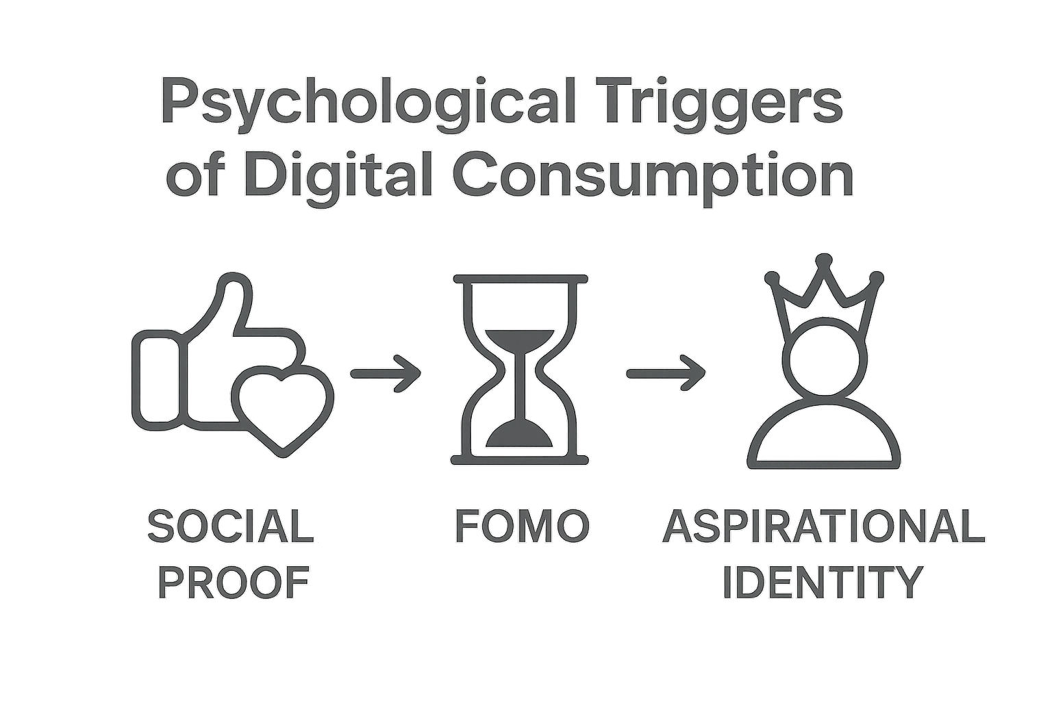 Three icons show key psychological drivers of social media fashion choices