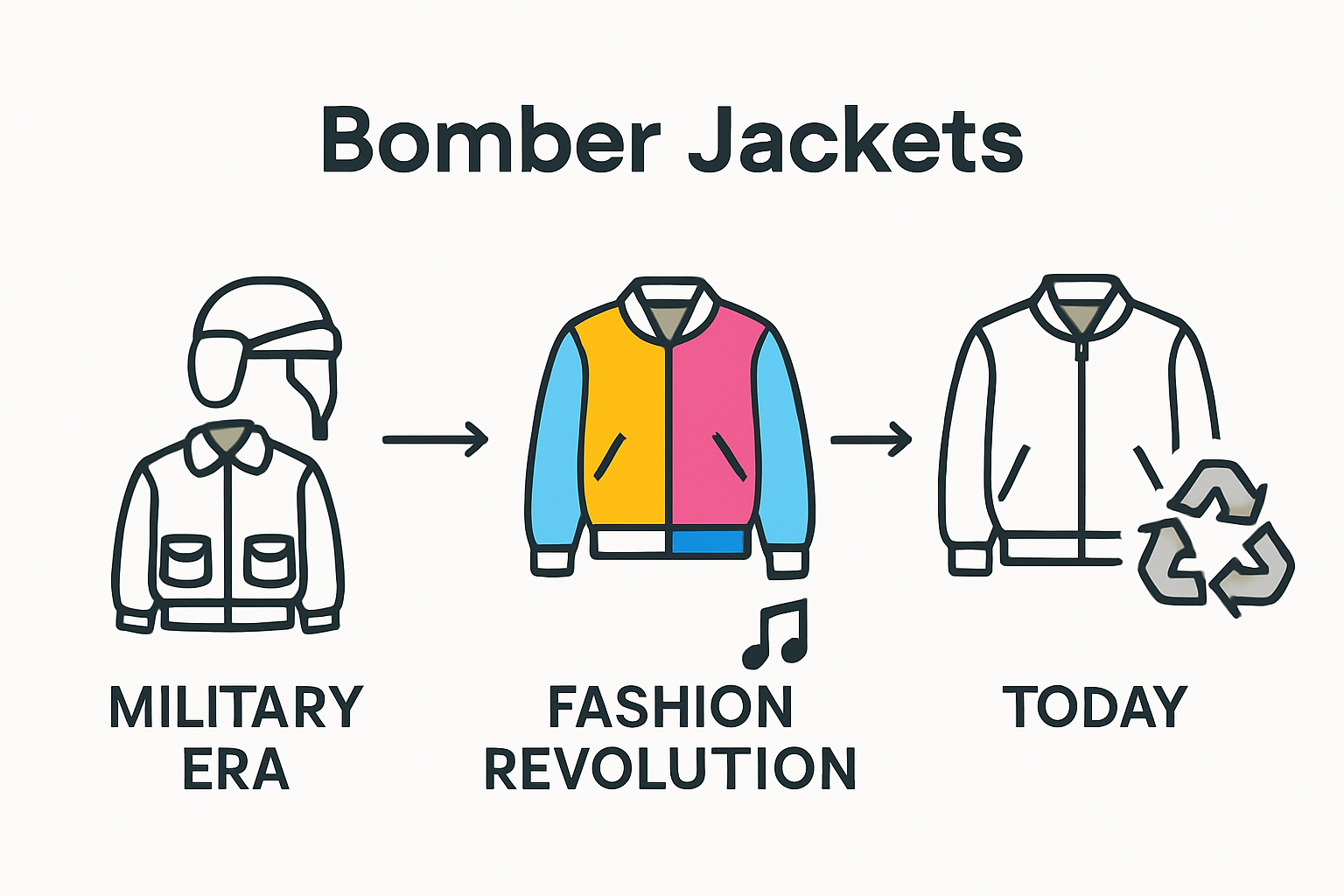 Bomber jacket design evolution comparison chart