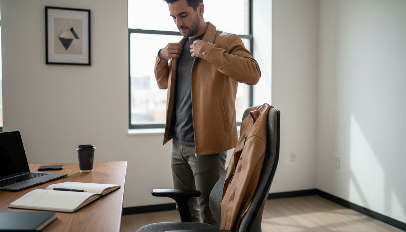 light leather jacket office