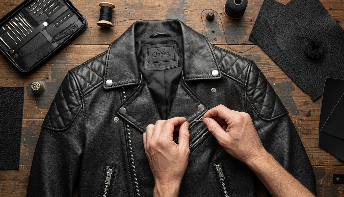 biker jacket details