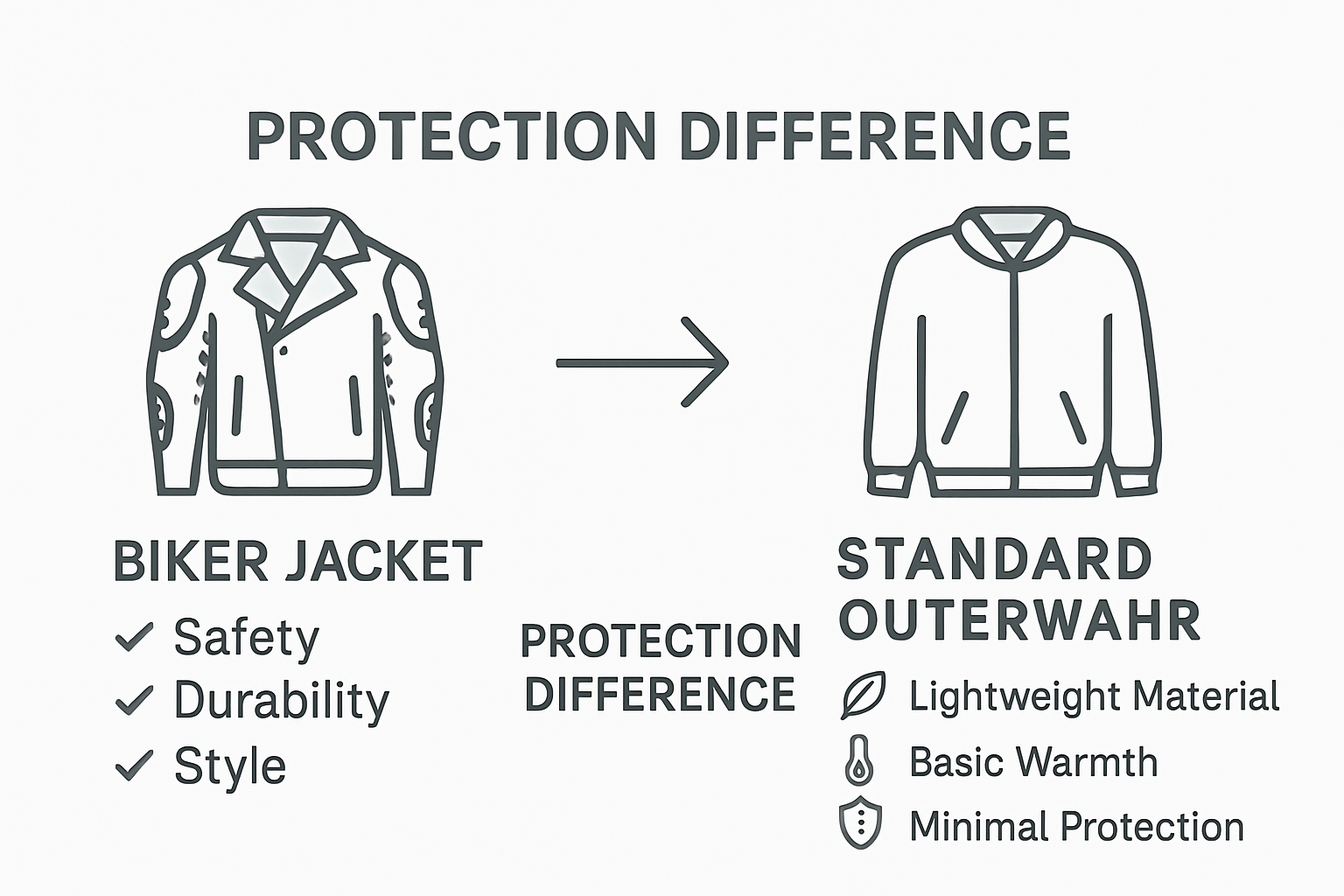 Infographic comparing biker jackets and outerwear