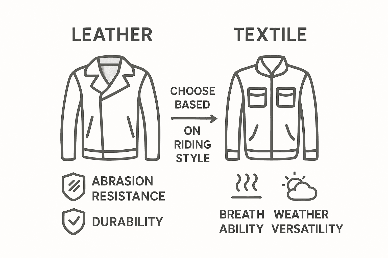 Leather versus textile motorcycle jacket features