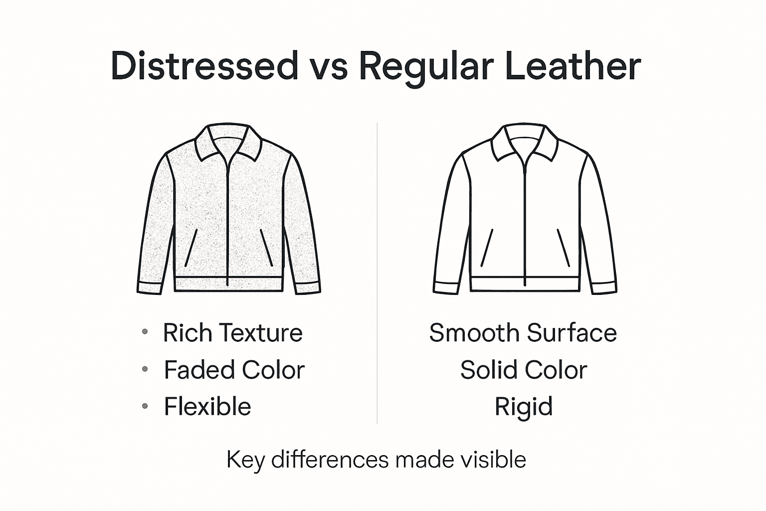 Infographic comparing distressed and regular leather
