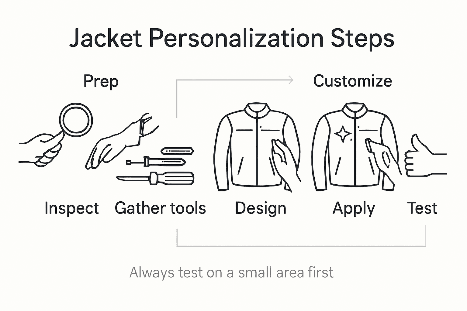 Infographic showing jacket personalization workflow