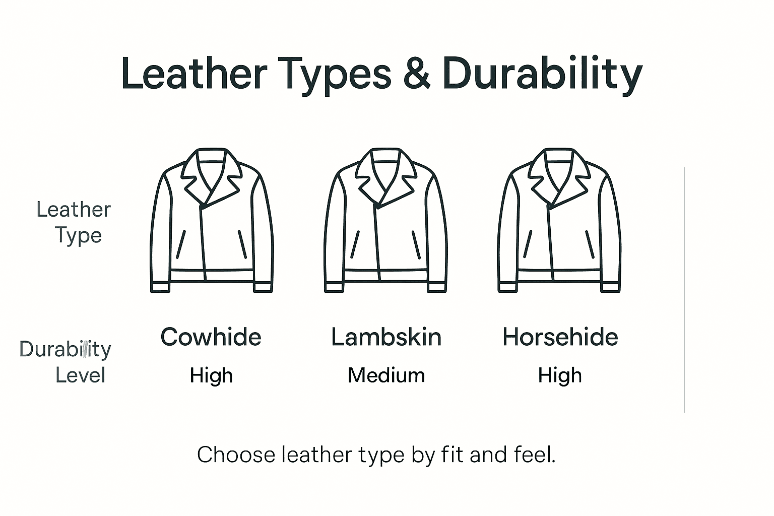 Infographic comparing leather jacket types and durability