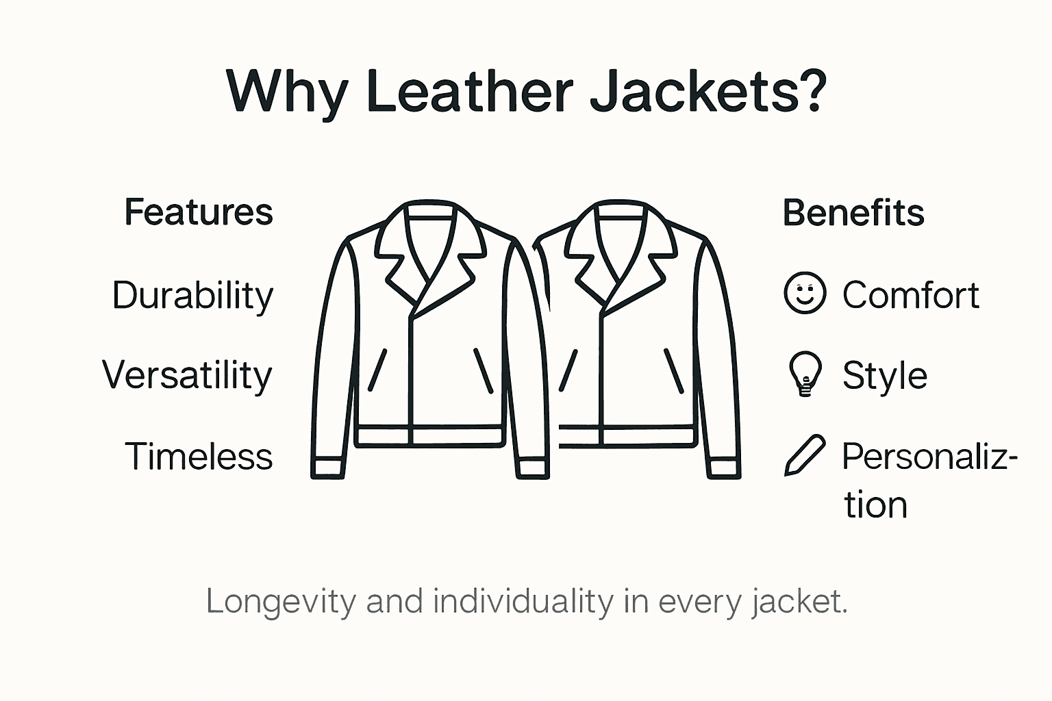 Infographic showing leather jacket features and benefits