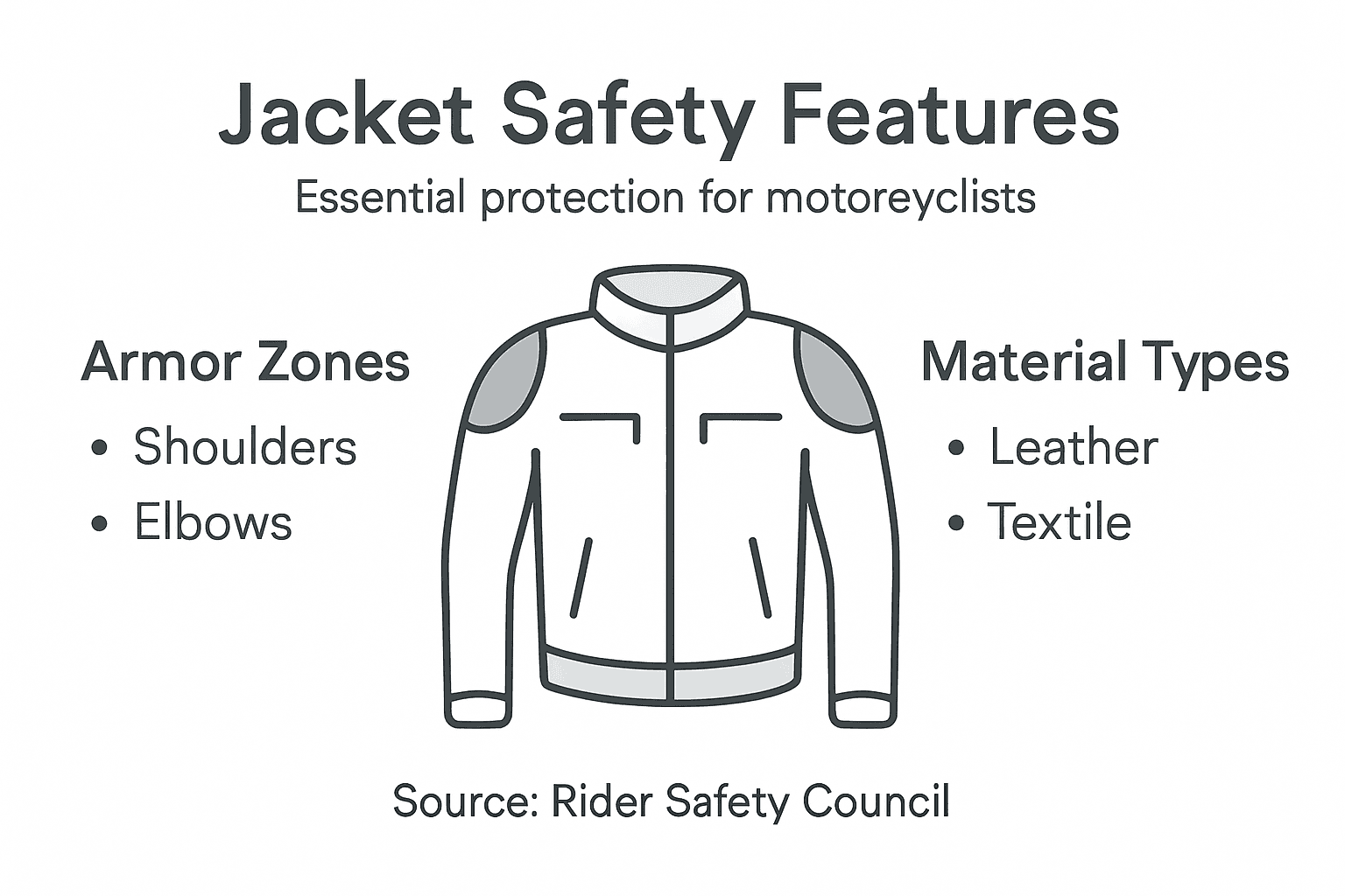 Infographic of motorcycle jacket safety features
