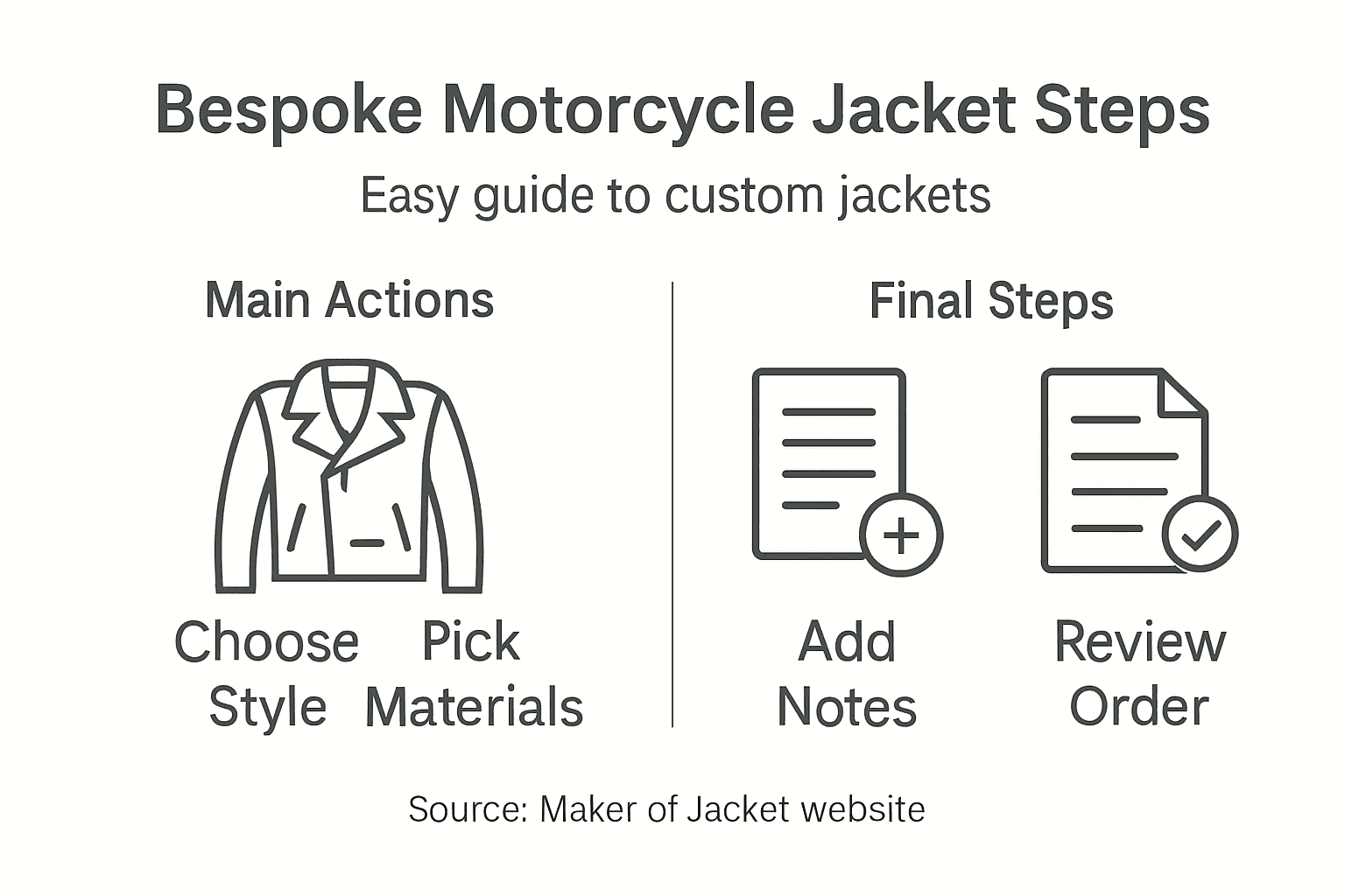 Infographic showing jacket order steps