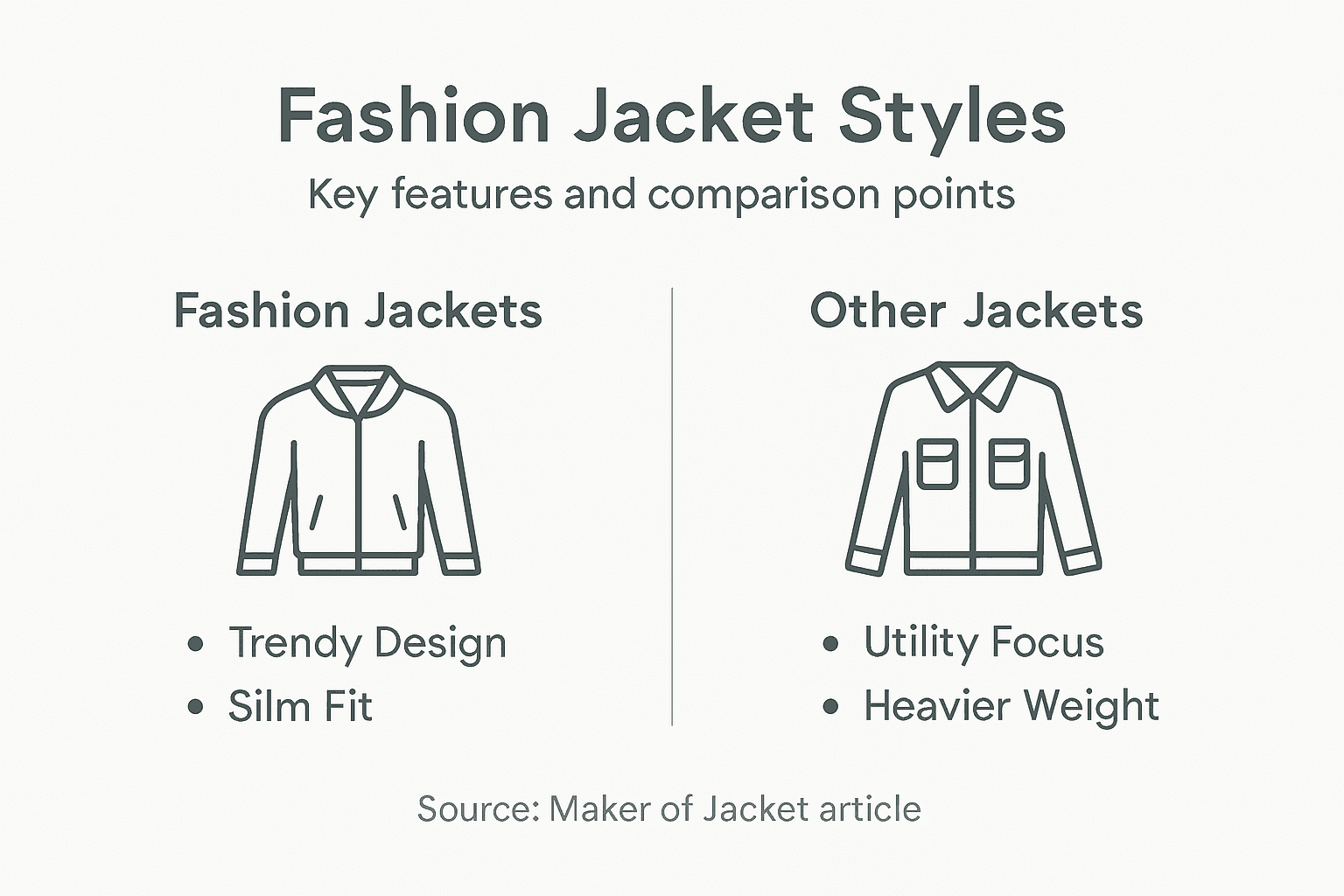 Infographic comparing fashion jackets to others