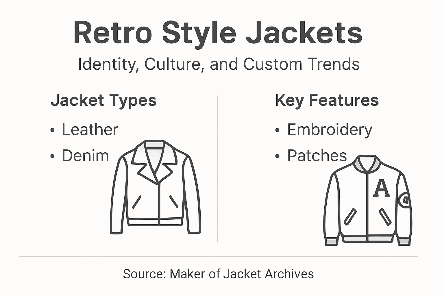 Infographic about retro jackets types and features