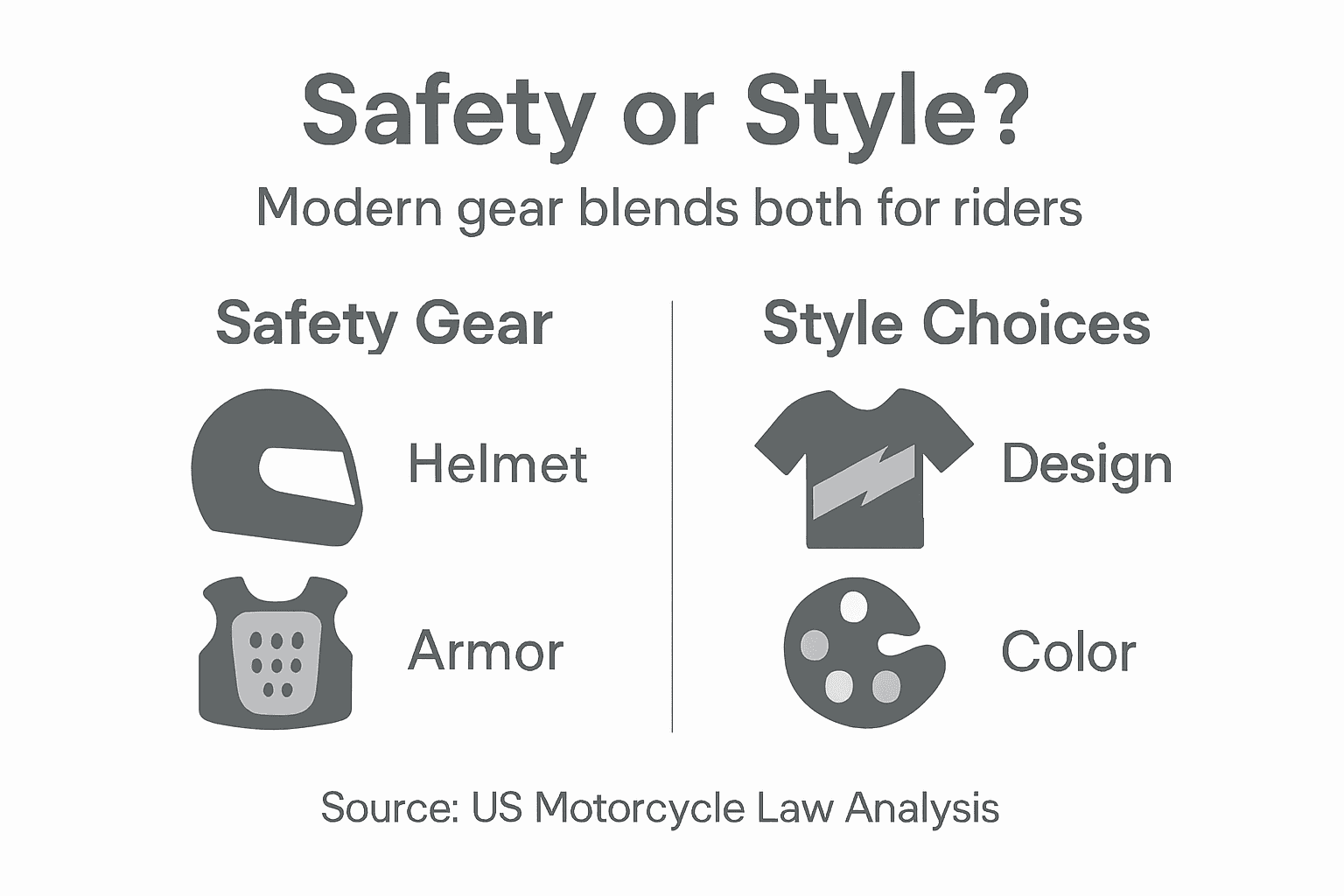 Infographic showing safety and style balance in gear