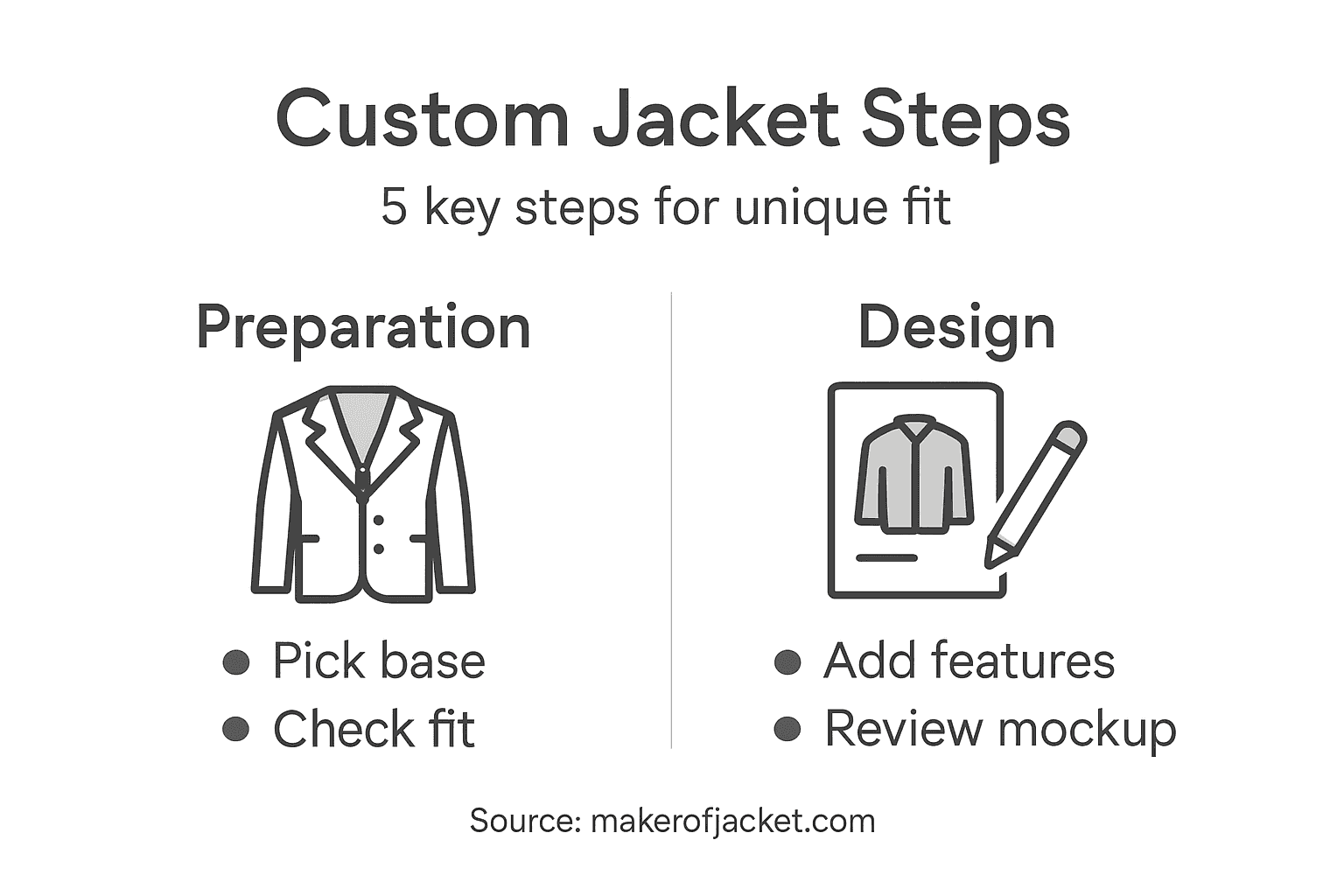 Infographic showing jacket customization steps
