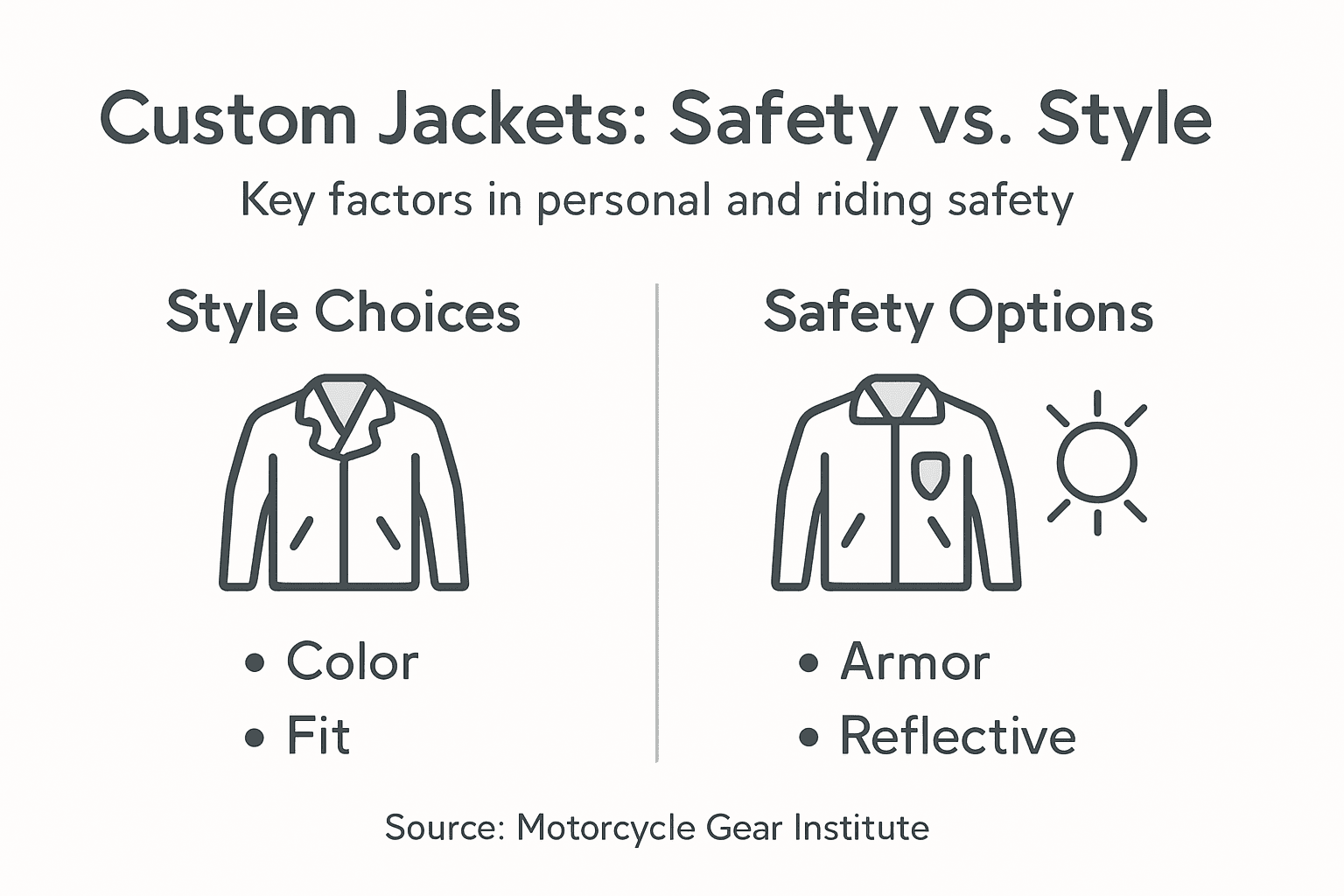 Infographic comparing custom jacket safety and style