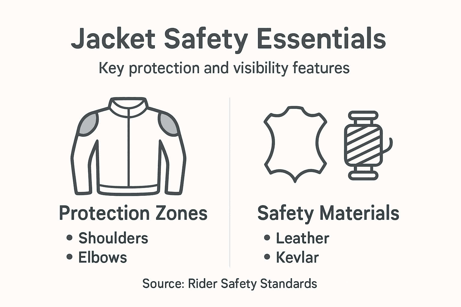 Infographic showing jacket protection zones and materials