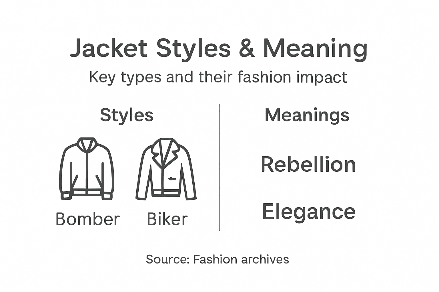 Infographic comparing jacket styles and meanings