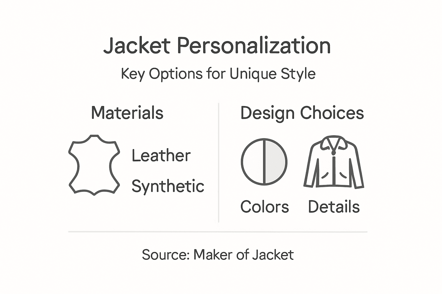 Infographic showing jacket materials and design choices