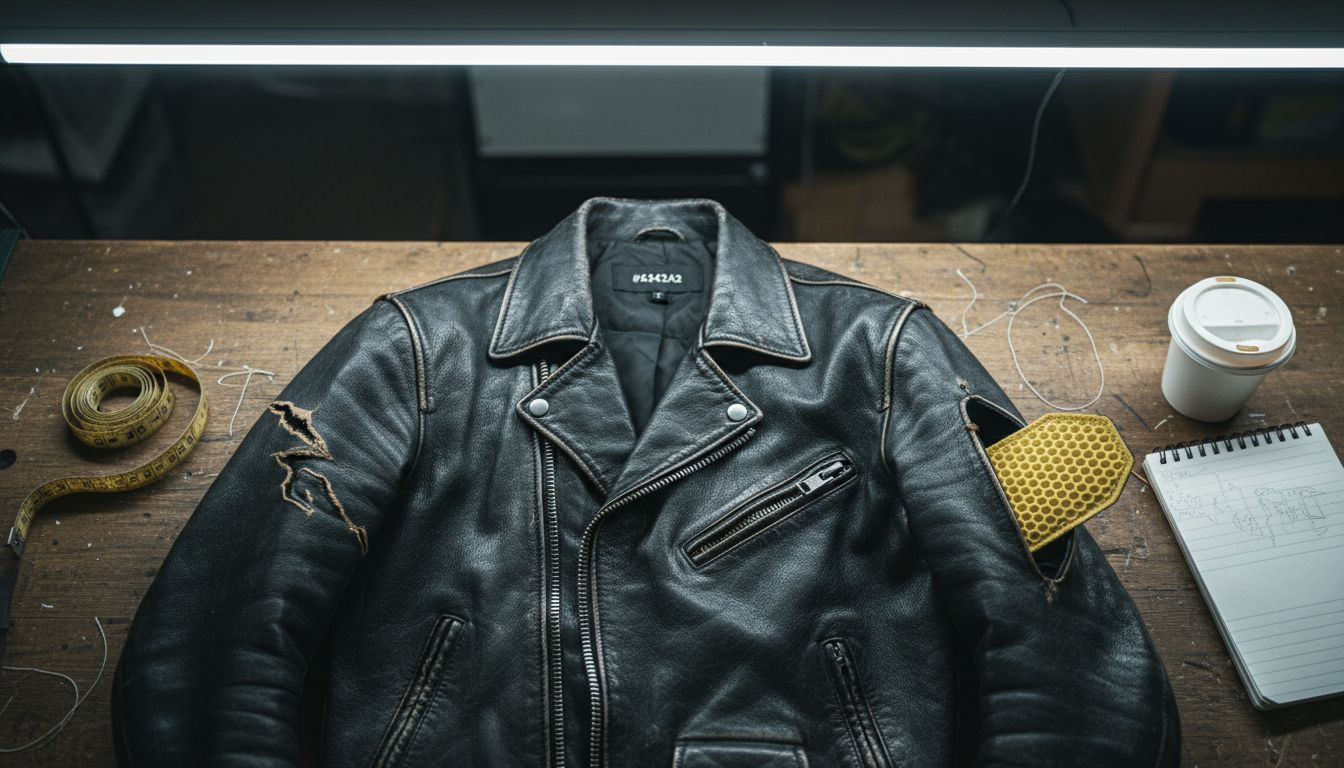 Cafe racer jacket showing safety features