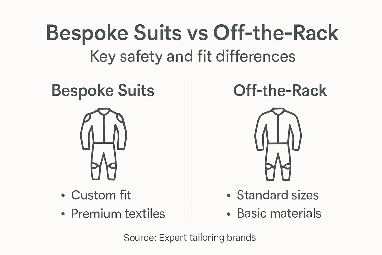 Infographic comparing bespoke and off-the-rack suit features