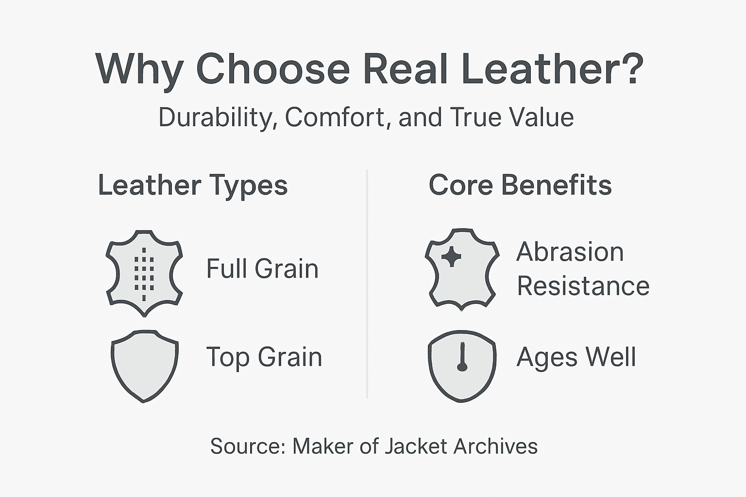 Infographic with real leather key benefits for riders