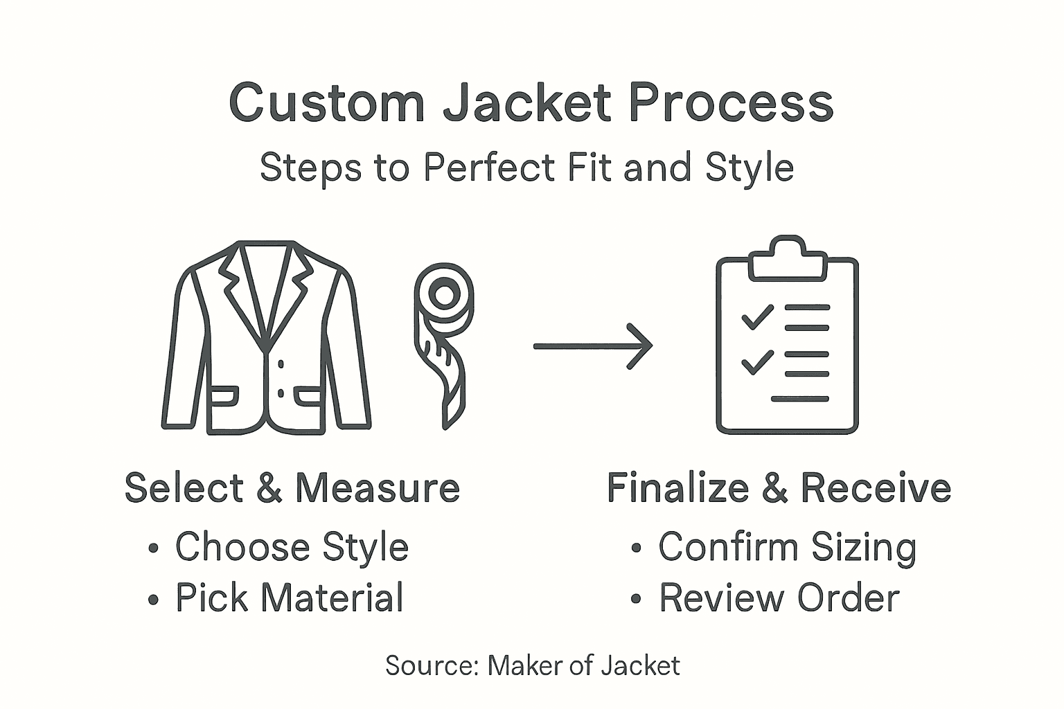 Infographic of custom jacket order steps