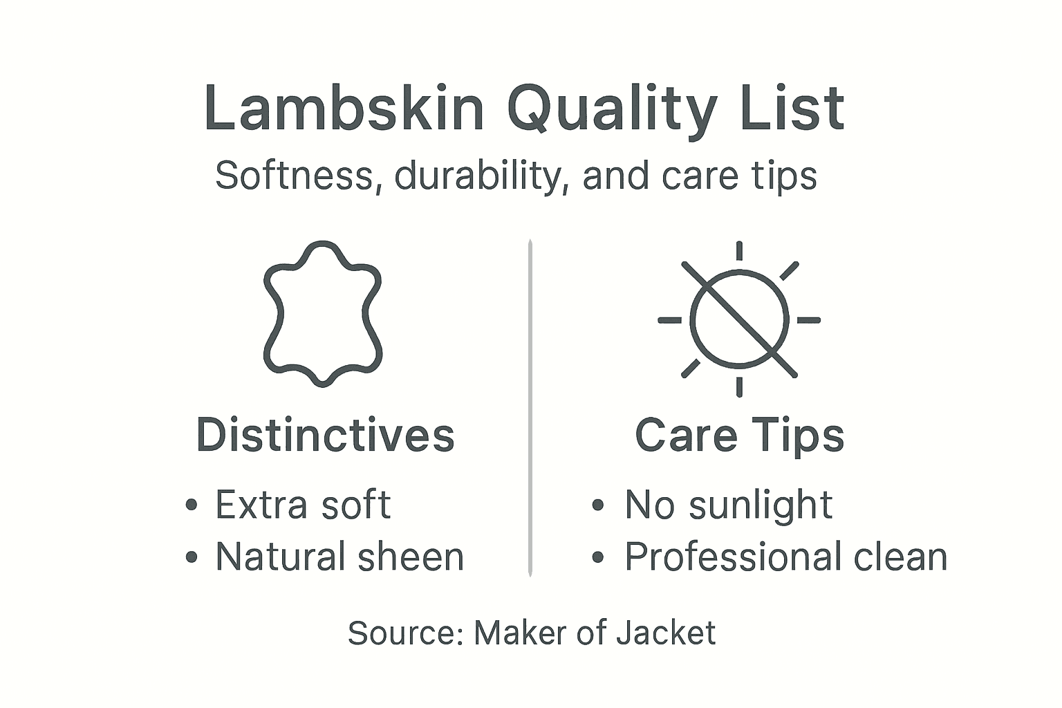 Infographic with lambskin quality and care points