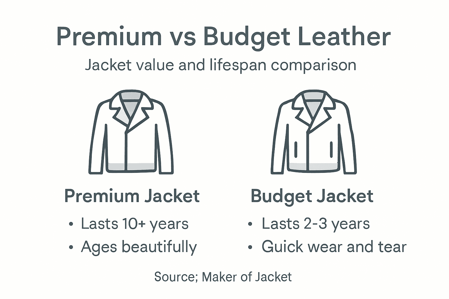 Infographic compares premium budget leather features
