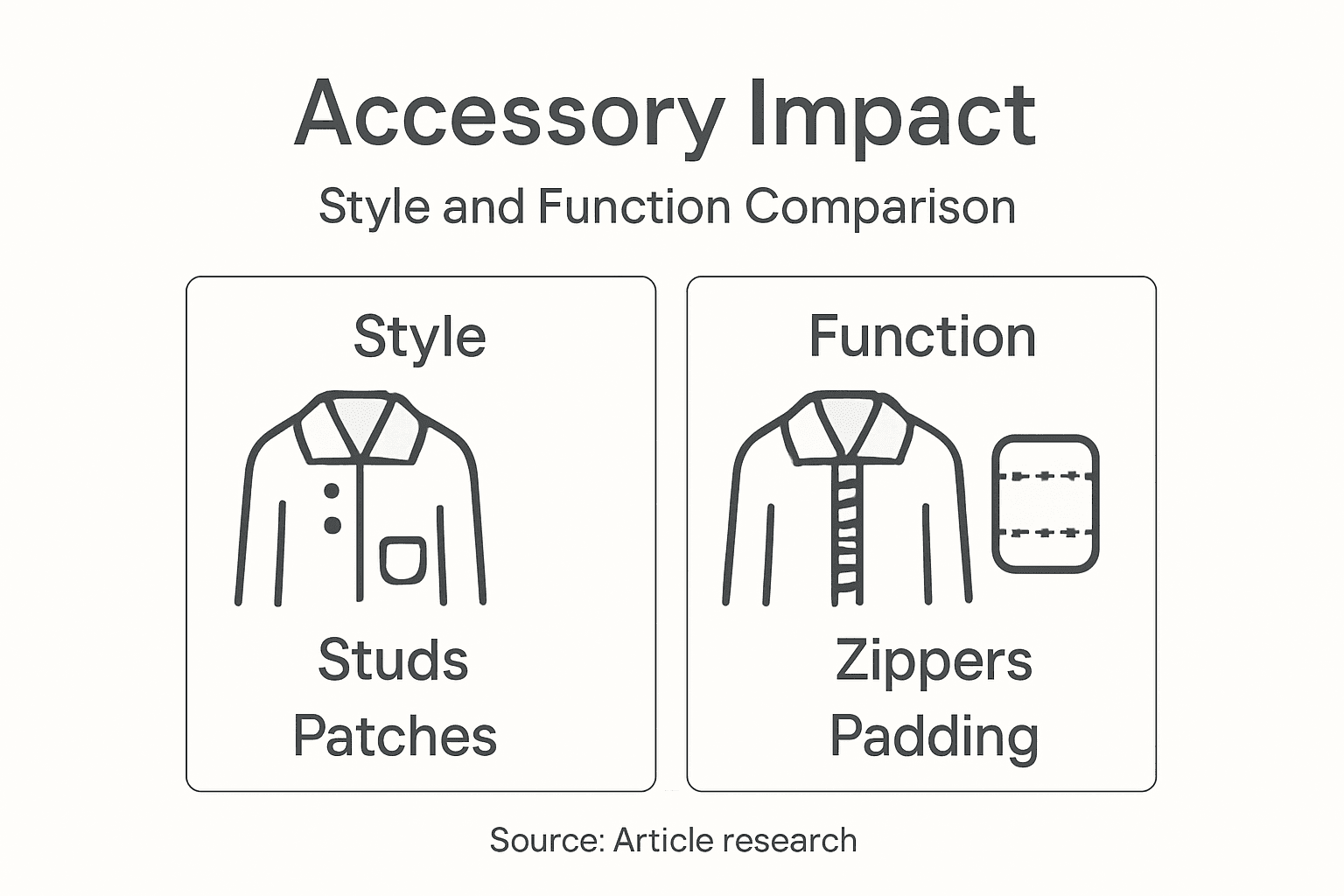 Infographic comparing jacket style and function