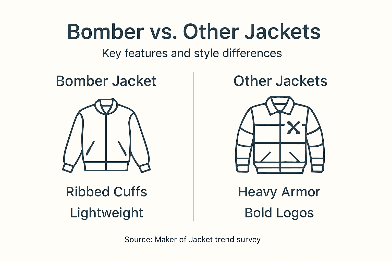 Infographic comparing bomber and other jackets