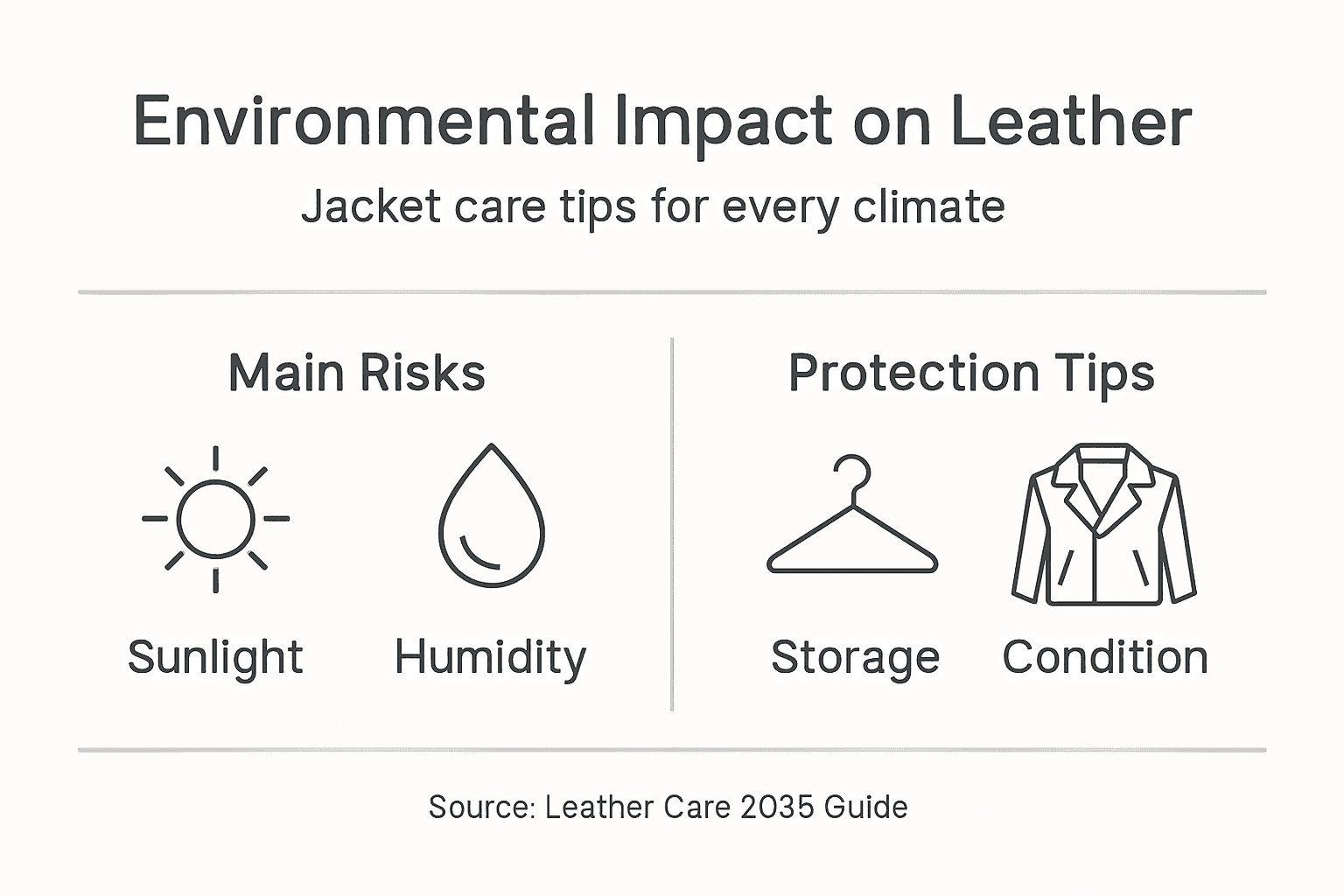 Infographic showing climate risks and leather jacket tips