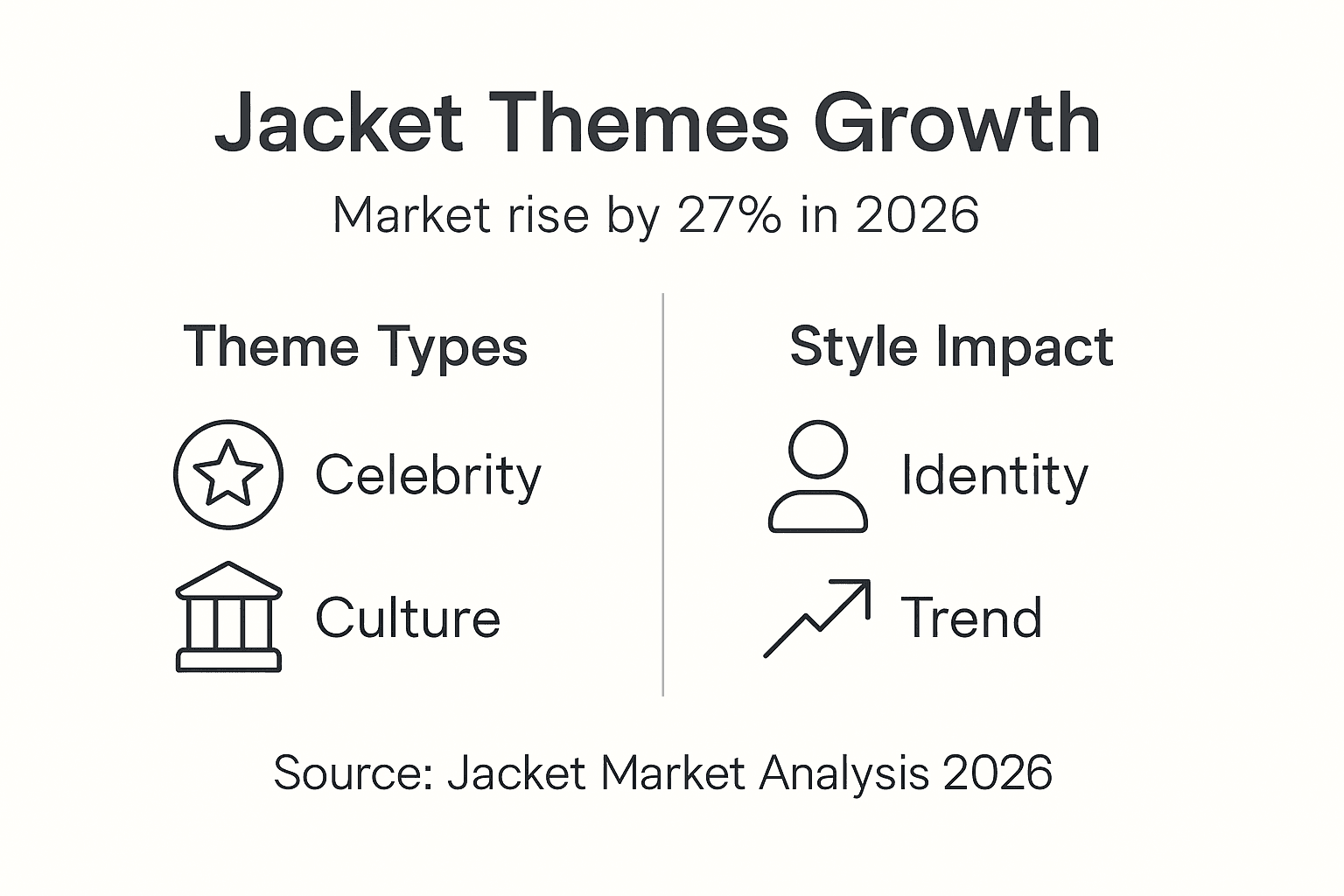Infographic of jacket theme categories and growth