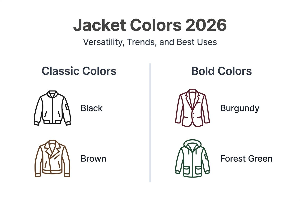 Infographic comparing jacket color types and uses
