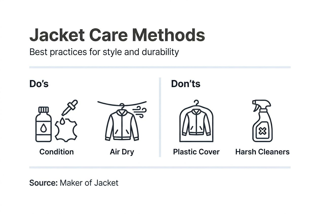 Infographic showing key jacket care do's and don'ts