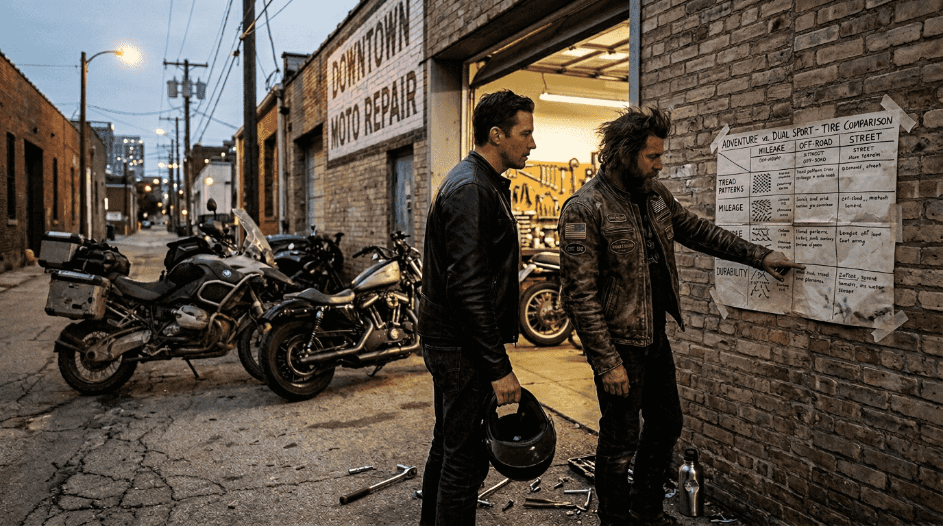Rugged versus sleek themed jackets side by side