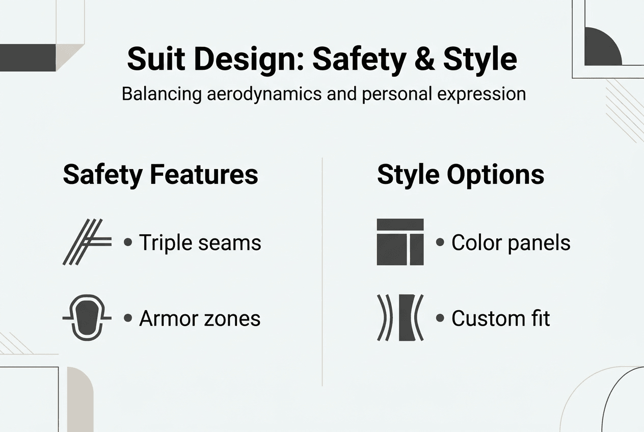 Infographic showing safety and style features