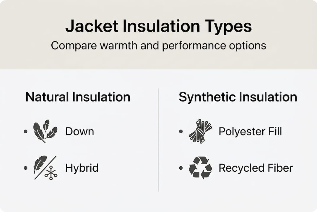 Infographic comparing jacket insulation types