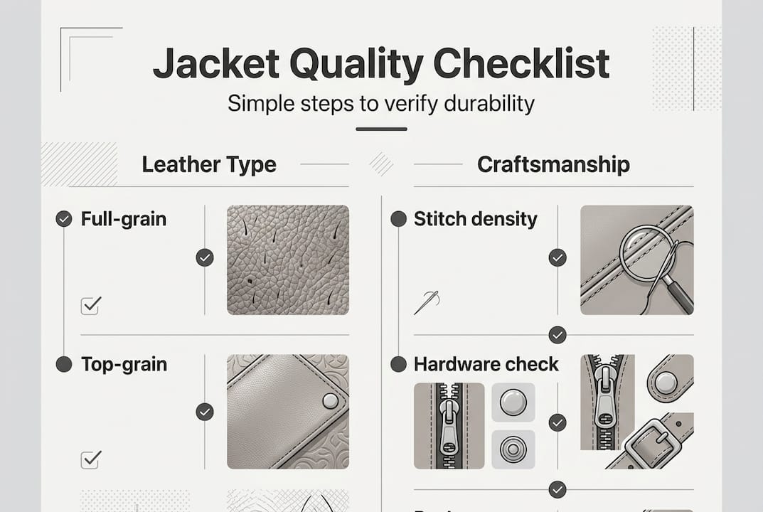 Infographic showing jacket quality checklist