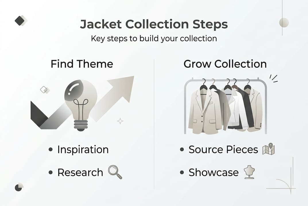 Infographic with jacket collection steps and categories