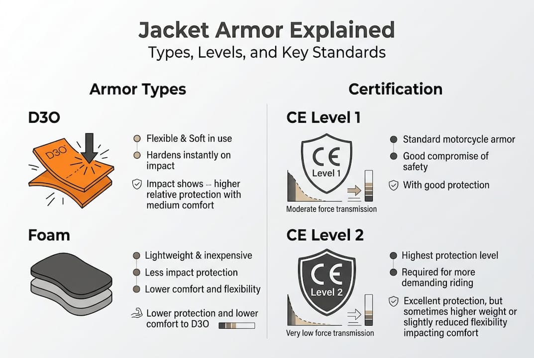 Infographic jacket armor types and certification