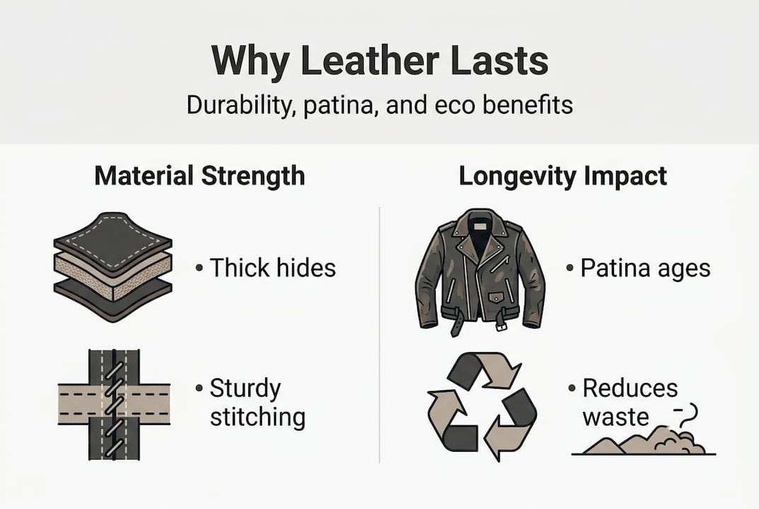 Infographic on biker jacket durability sustainability