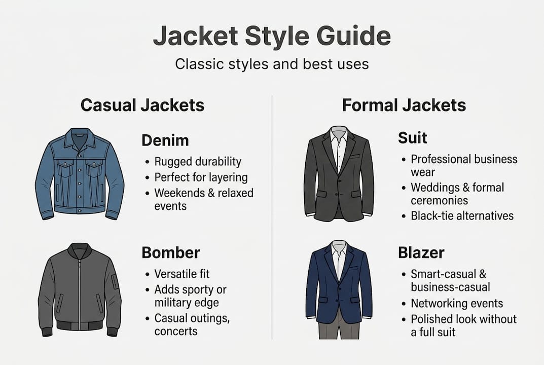 Infographic comparing classic jacket types