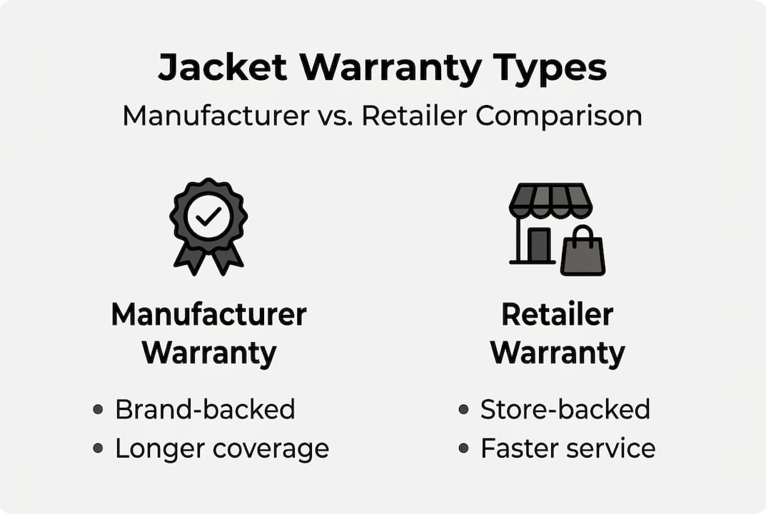 Infographic comparing jacket warranty types