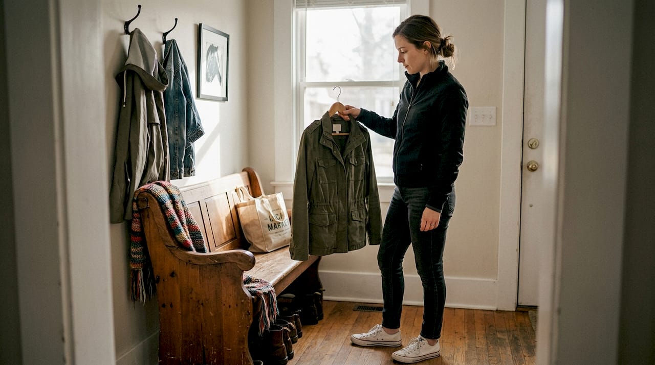 Woman comparing slim and regular fit jackets