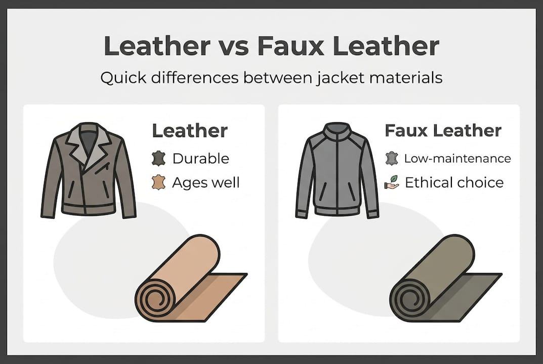 Infographic showing leather vs faux leather comparison